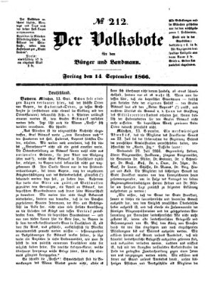 Der Volksbote für den Bürger und Landmann Freitag 14. September 1866