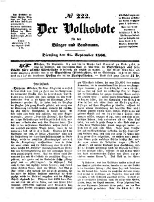 Der Volksbote für den Bürger und Landmann Dienstag 25. September 1866