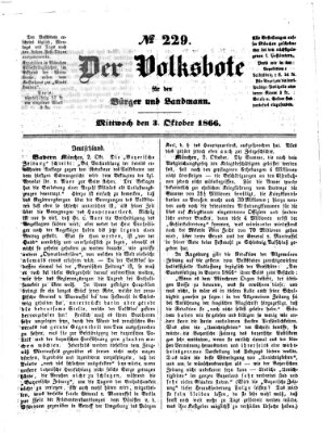 Der Volksbote für den Bürger und Landmann Mittwoch 3. Oktober 1866