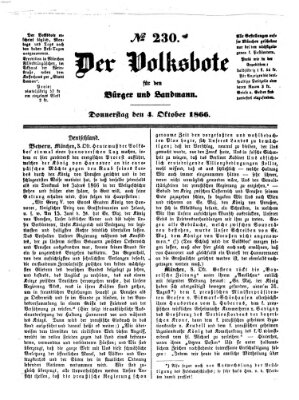 Der Volksbote für den Bürger und Landmann Donnerstag 4. Oktober 1866