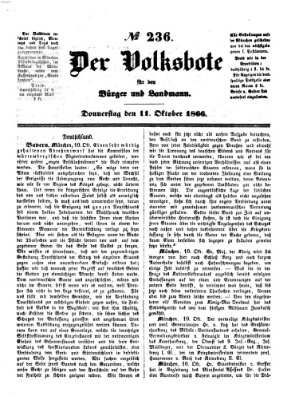 Der Volksbote für den Bürger und Landmann Donnerstag 11. Oktober 1866