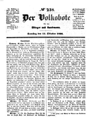 Der Volksbote für den Bürger und Landmann Samstag 13. Oktober 1866