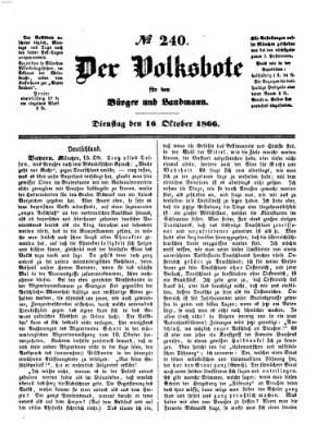 Der Volksbote für den Bürger und Landmann Dienstag 16. Oktober 1866