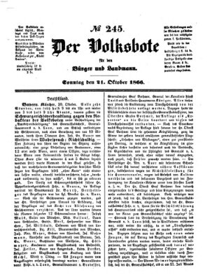 Der Volksbote für den Bürger und Landmann Sonntag 21. Oktober 1866