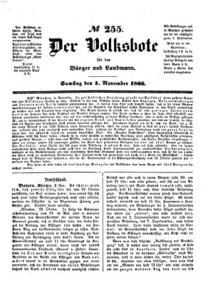 Der Volksbote für den Bürger und Landmann Samstag 3. November 1866