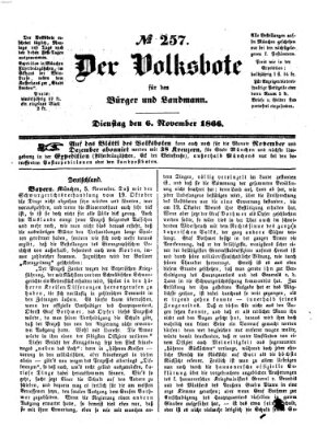 Der Volksbote für den Bürger und Landmann Dienstag 6. November 1866