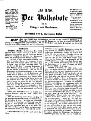 Der Volksbote für den Bürger und Landmann Mittwoch 7. November 1866