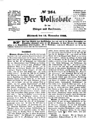 Der Volksbote für den Bürger und Landmann Mittwoch 14. November 1866