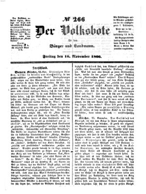 Der Volksbote für den Bürger und Landmann Freitag 16. November 1866