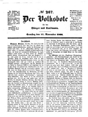 Der Volksbote für den Bürger und Landmann Samstag 17. November 1866