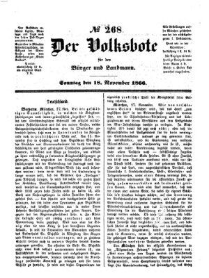 Der Volksbote für den Bürger und Landmann Sonntag 18. November 1866