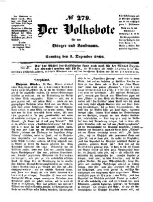 Der Volksbote für den Bürger und Landmann Samstag 1. Dezember 1866