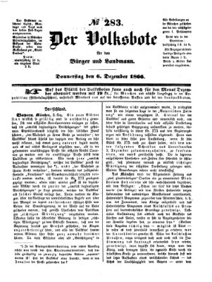 Der Volksbote für den Bürger und Landmann Donnerstag 6. Dezember 1866