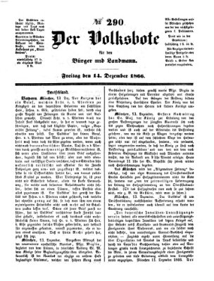 Der Volksbote für den Bürger und Landmann Freitag 14. Dezember 1866