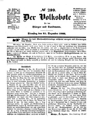 Der Volksbote für den Bürger und Landmann Dienstag 25. Dezember 1866