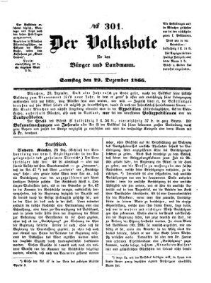 Der Volksbote für den Bürger und Landmann Samstag 29. Dezember 1866