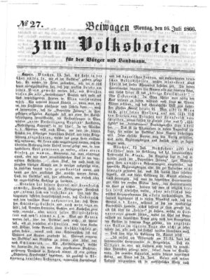 Der Volksbote für den Bürger und Landmann Montag 16. Juli 1866