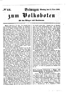 Der Volksbote für den Bürger und Landmann Montag 12. November 1866