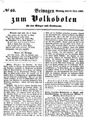 Der Volksbote für den Bürger und Landmann Montag 26. November 1866