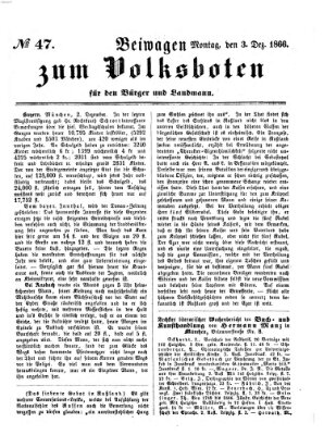 Der Volksbote für den Bürger und Landmann Montag 3. Dezember 1866