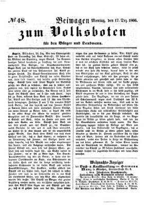 Der Volksbote für den Bürger und Landmann Montag 17. Dezember 1866