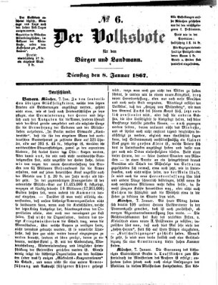 Der Volksbote für den Bürger und Landmann Dienstag 8. Januar 1867