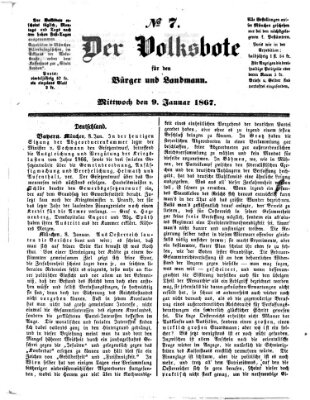 Der Volksbote für den Bürger und Landmann Mittwoch 9. Januar 1867