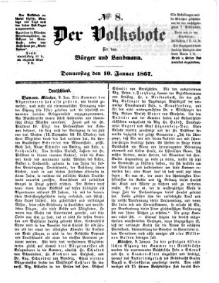 Der Volksbote für den Bürger und Landmann Donnerstag 10. Januar 1867