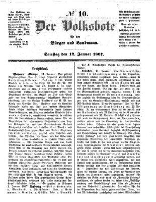 Der Volksbote für den Bürger und Landmann Samstag 12. Januar 1867