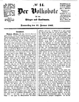 Der Volksbote für den Bürger und Landmann Donnerstag 17. Januar 1867