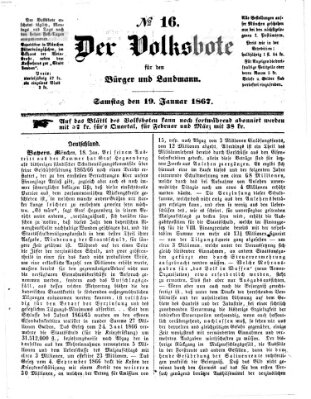 Der Volksbote für den Bürger und Landmann Samstag 19. Januar 1867