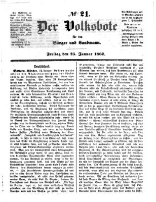 Der Volksbote für den Bürger und Landmann Freitag 25. Januar 1867