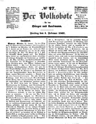 Der Volksbote für den Bürger und Landmann Freitag 1. Februar 1867