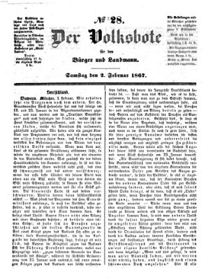 Der Volksbote für den Bürger und Landmann Samstag 2. Februar 1867