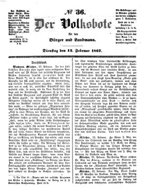 Der Volksbote für den Bürger und Landmann Dienstag 12. Februar 1867