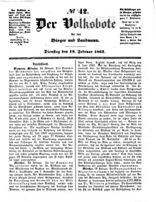 Der Volksbote für den Bürger und Landmann Dienstag 19. Februar 1867