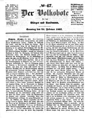 Der Volksbote für den Bürger und Landmann Sonntag 24. Februar 1867