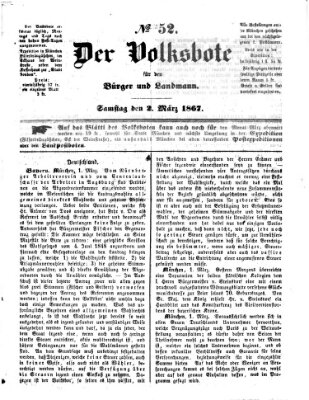 Der Volksbote für den Bürger und Landmann Samstag 2. März 1867