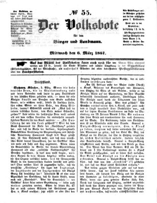 Der Volksbote für den Bürger und Landmann Mittwoch 6. März 1867