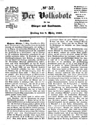 Der Volksbote für den Bürger und Landmann Freitag 8. März 1867