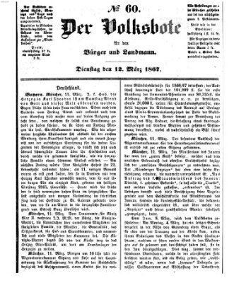 Der Volksbote für den Bürger und Landmann Dienstag 12. März 1867