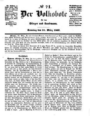 Der Volksbote für den Bürger und Landmann Sonntag 24. März 1867