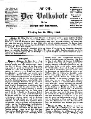 Der Volksbote für den Bürger und Landmann Dienstag 26. März 1867