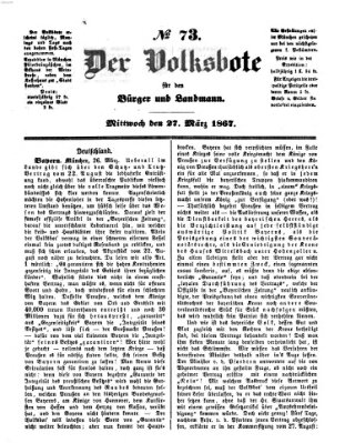 Der Volksbote für den Bürger und Landmann Mittwoch 27. März 1867