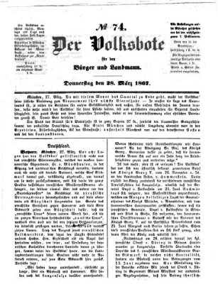 Der Volksbote für den Bürger und Landmann Donnerstag 28. März 1867