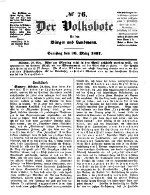 Der Volksbote für den Bürger und Landmann Samstag 30. März 1867