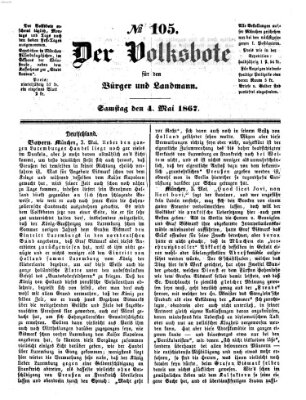 Der Volksbote für den Bürger und Landmann Samstag 4. Mai 1867