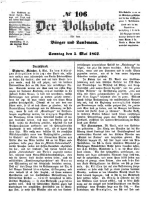 Der Volksbote für den Bürger und Landmann Sonntag 5. Mai 1867