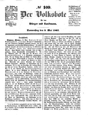 Der Volksbote für den Bürger und Landmann Donnerstag 9. Mai 1867