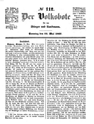 Der Volksbote für den Bürger und Landmann Sonntag 12. Mai 1867